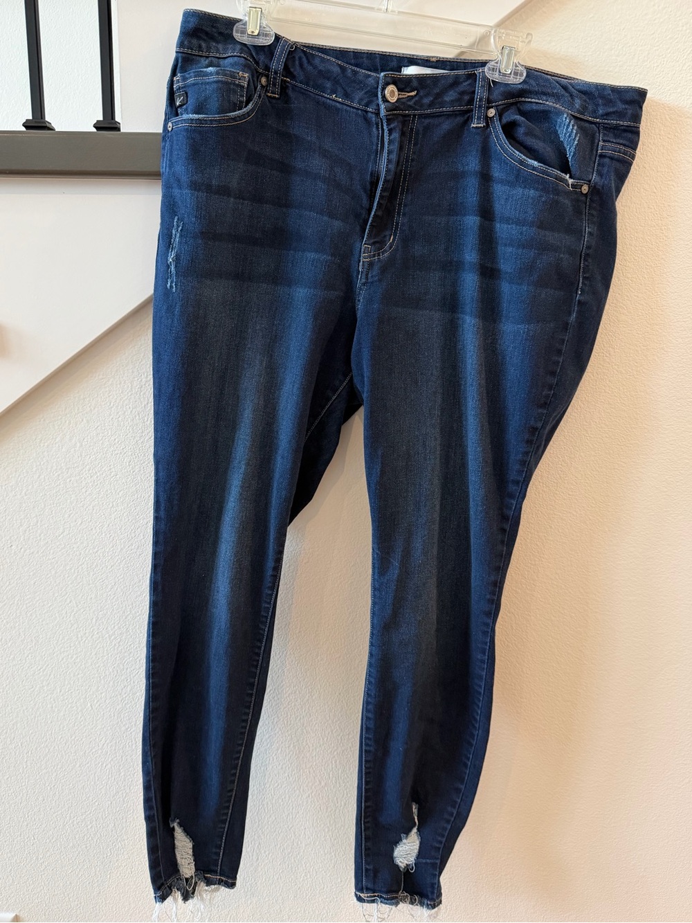 KanCan Dark Blue Skinny Jeans with Subtle Distressing